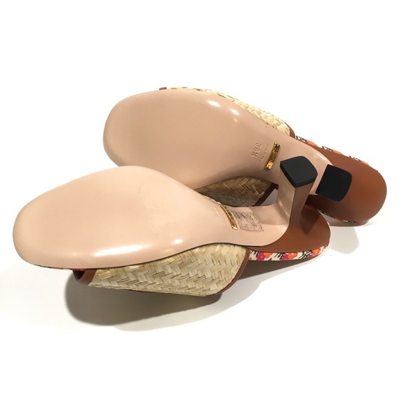 GUCCI INTERLOCKING G RAFFIA HEELED SLIDES -WOMEN’S US 8.5 -NEW - Picture 11 of 11